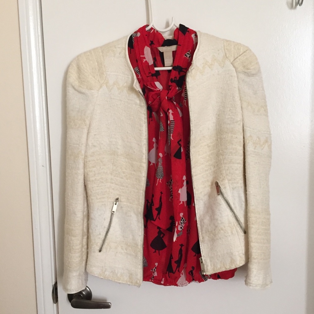 Zara off-white/cream textured jacket in size S